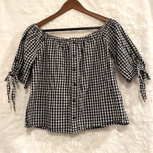 Women’s Blue Rain Black White off shoulder